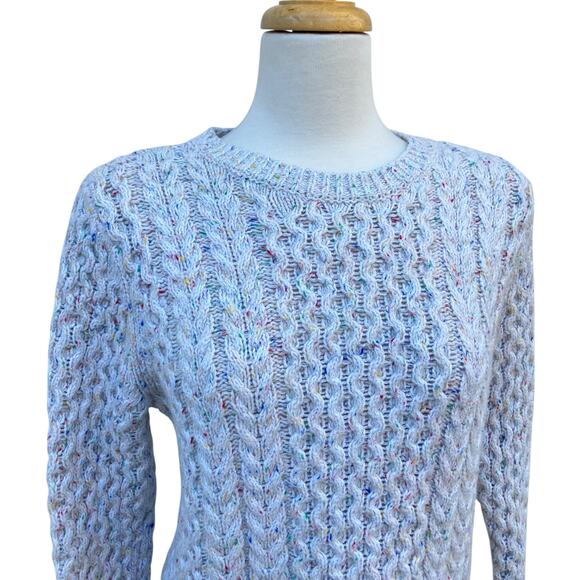 Lands End Knit Sweater Sz L 3D Chunky Knit Speckled Crew Neck Wool Blend Cozy - Picture 2 of 9